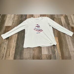 Life Is Good T-Shirt Crusher Lite Long Sleeve XL Dog Santa Hat Sled Snow Day